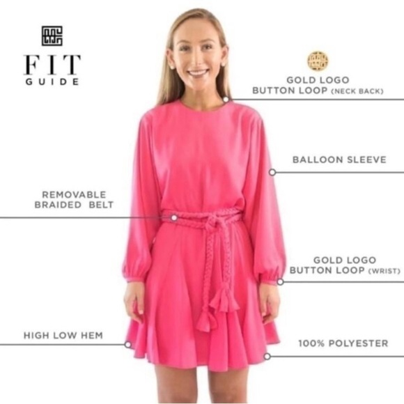 Emily McCarthy Pink Long Sleeve Flared Mini Dress Sz XS - Picture 15 of 16